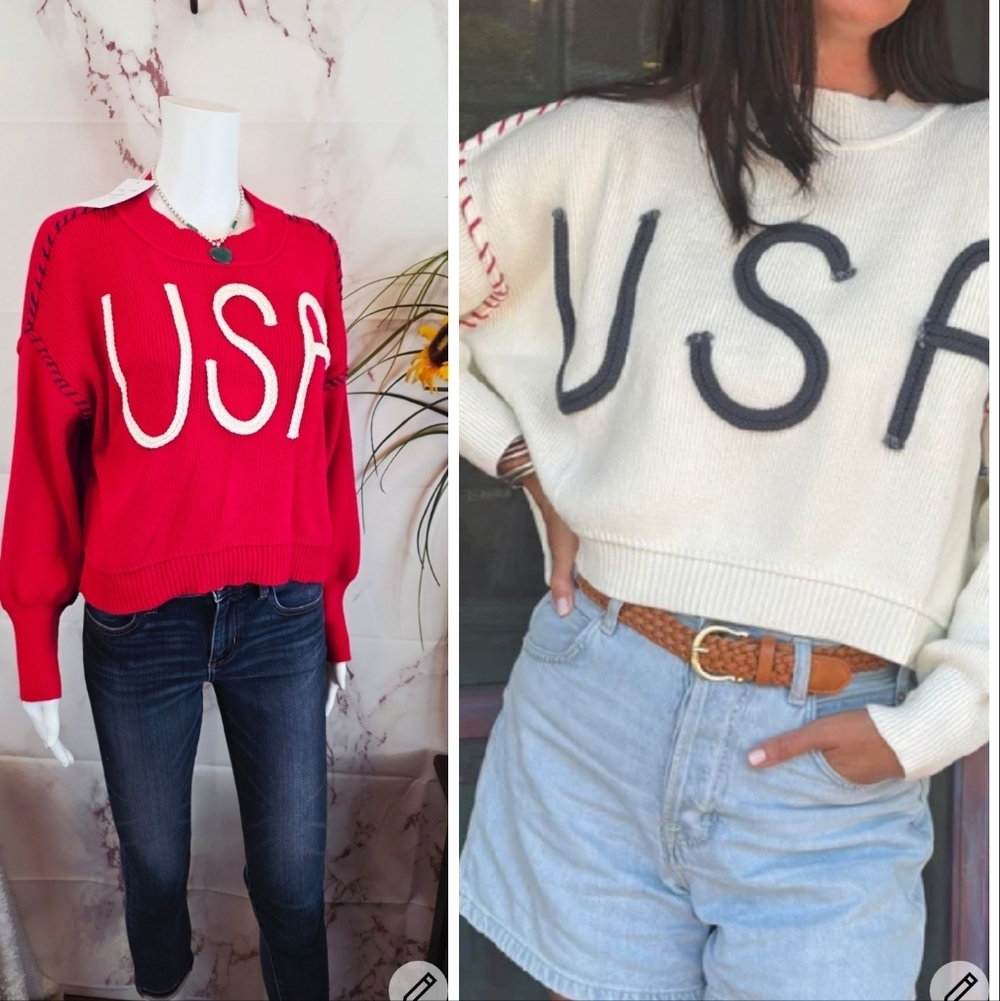 New Cotton USA Red and White Sweater Valentines Day S